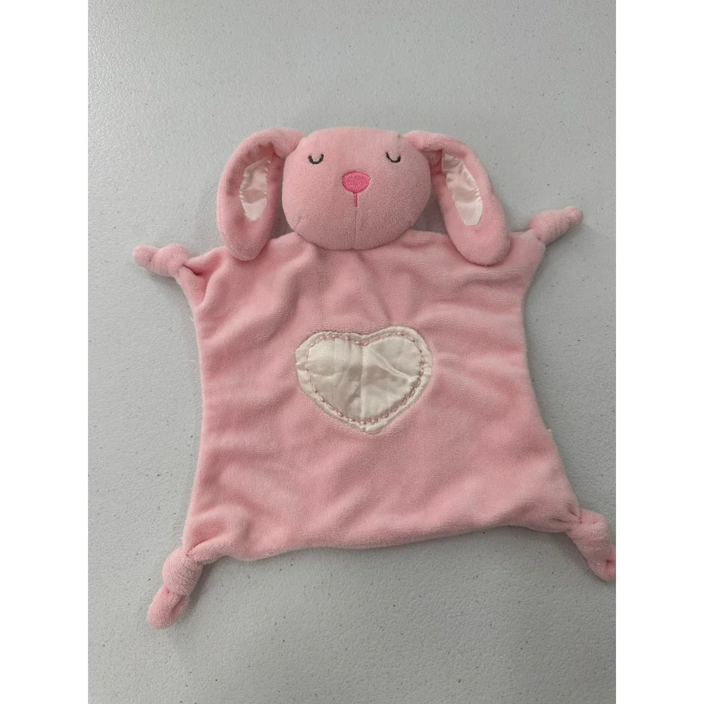 Stepping Stones Bunny Lovey Security Blanket Pink Heart Plush Stuffed Animal Toy
